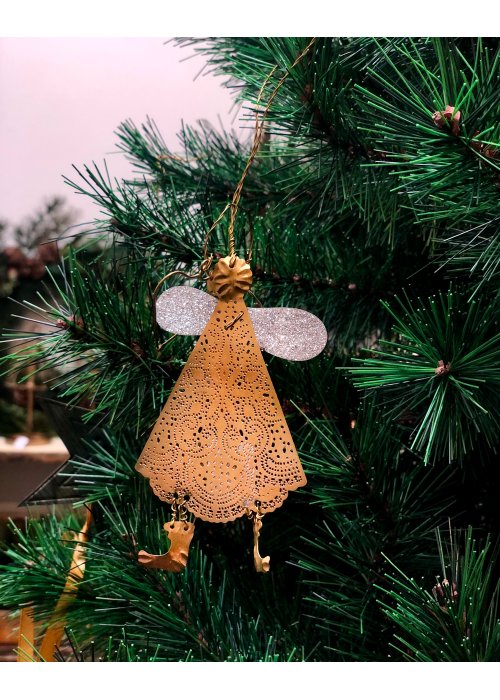 Walther & Co | Metallic Angel with Gold Dress and Silver Wings | 10cm