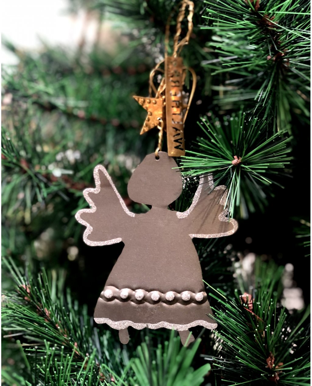 Walther & Co | Rustic Zinc Angel with Glittery Detailing | 10cm Walther & Co | Rustic Zinc Angel with Glittery Detailing | 10cm