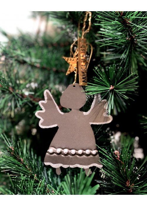 Walther & Co | Rustic Zinc Angel with Glittery Detailing | 10cm