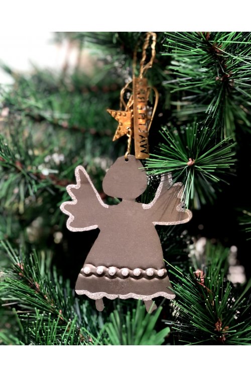 Walther & Co | Rustic Zinc Angel with Glittery Detailing | 10cm