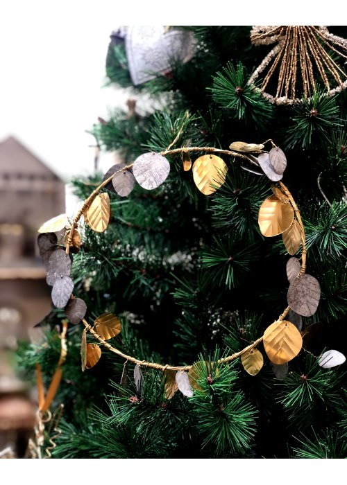 Walther & Co | Metallic Mixed Leaf Wreath | Silver and Gold Leaves 