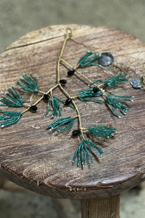 Walther & Co | Beaded Pine Branch with Small Pine Cones | 26cm