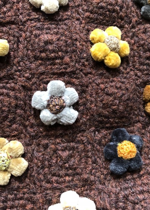 Sophie Digard | Crocheted Hand Bag | Coffee | Tiny Flowers - Small 
