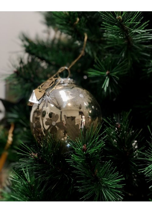 Walther & Co | Silver Glass Ball | Flower | 10cm