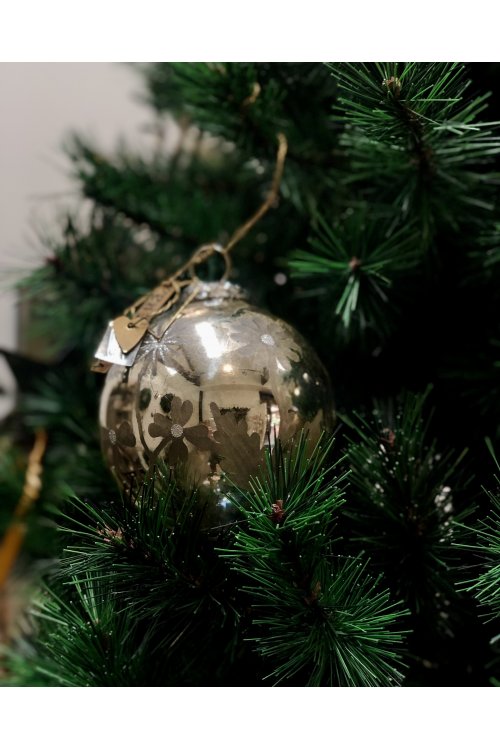 Walther & Co | Silver Glass Ball | Flower | 10cm