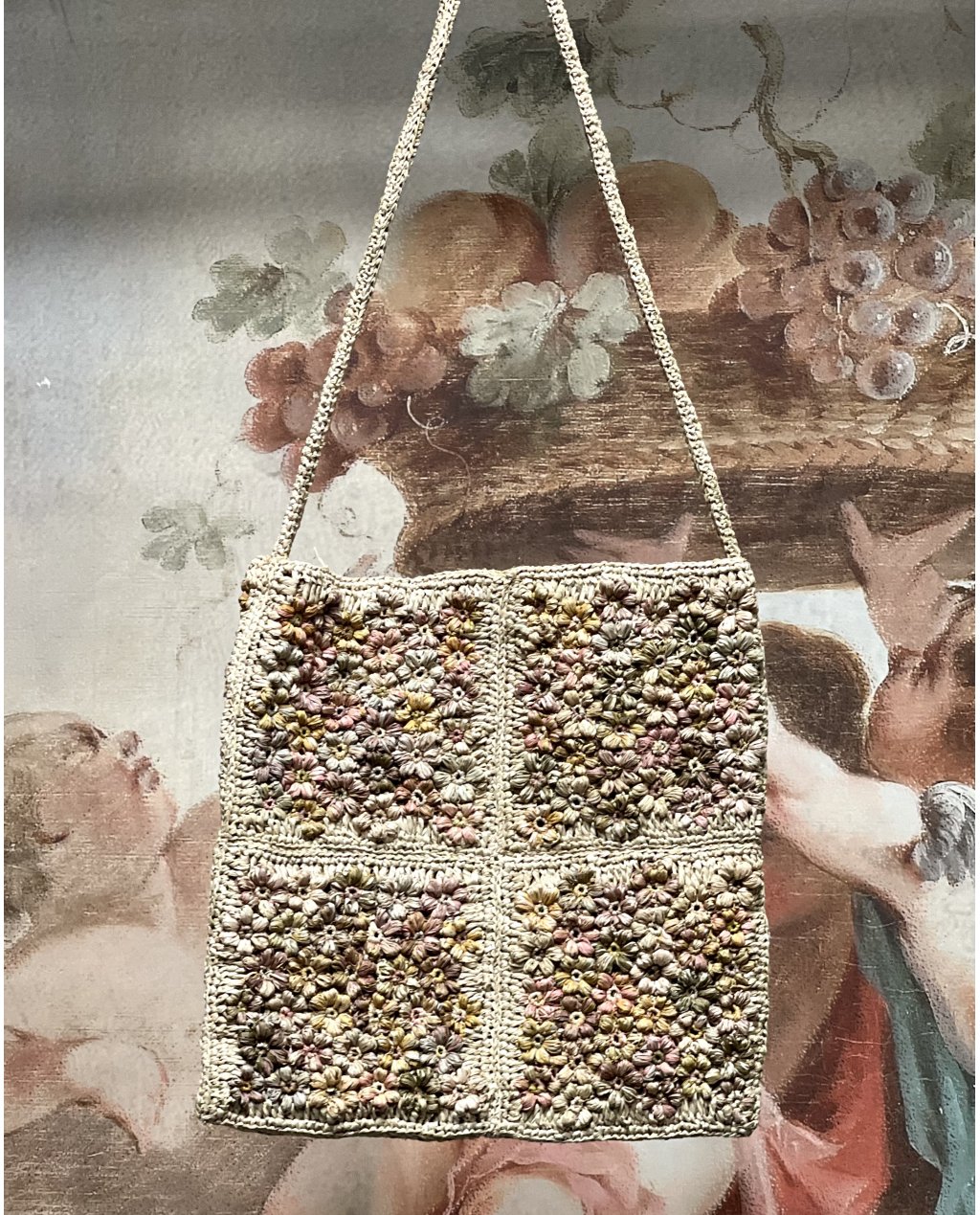 Sophie Digard | Large Raffia Shoulder Bag | Patchwork | Buttermilk Sophie Digard | Large Raffia Shoulder Bag | Patchwork | Buttermilk