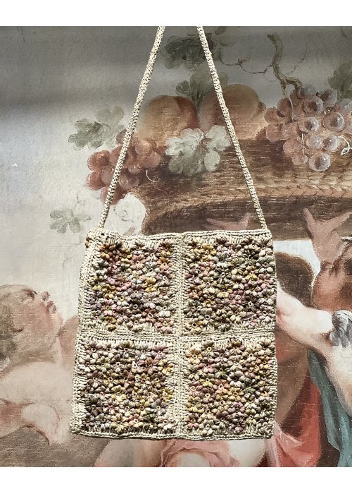 Sophie Digard | Large Raffia Shoulder Bag | Patchwork | Buttermilk
