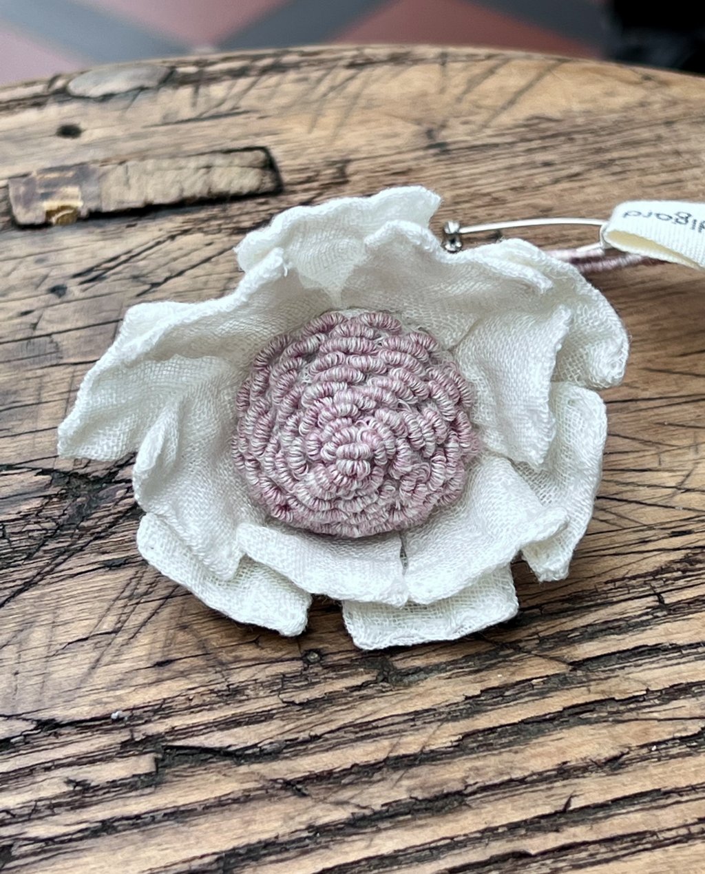 Sophie Digard | Hand-crafted Fabric Flower Brooch | Velvet and Linen