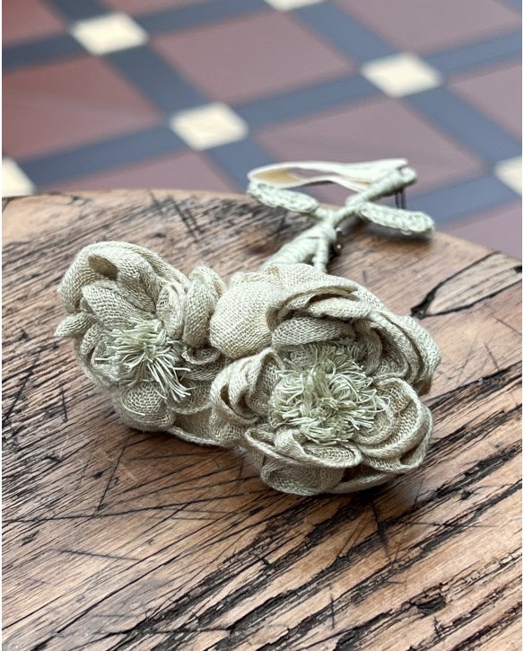 Sophie Digard | Hand-crafted Double Flower Brooch | Linen | Ballgreen