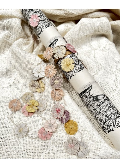 Sophie Digard | Pastel Daisy Chain Necklace | Crochet Linen | Long