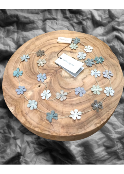 Sophie Digard | Crochet Blue Flower Chain Necklace | Annalee | Linen 