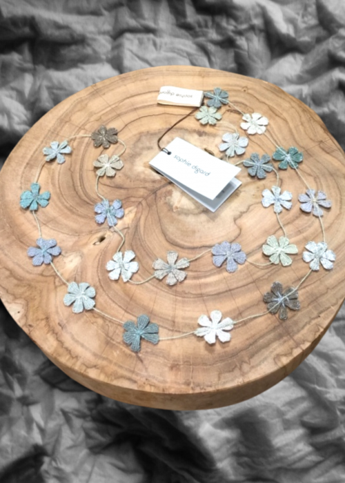 Sophie Digard | Crochet Blue Flower Chain Necklace | Annalee | Linen 