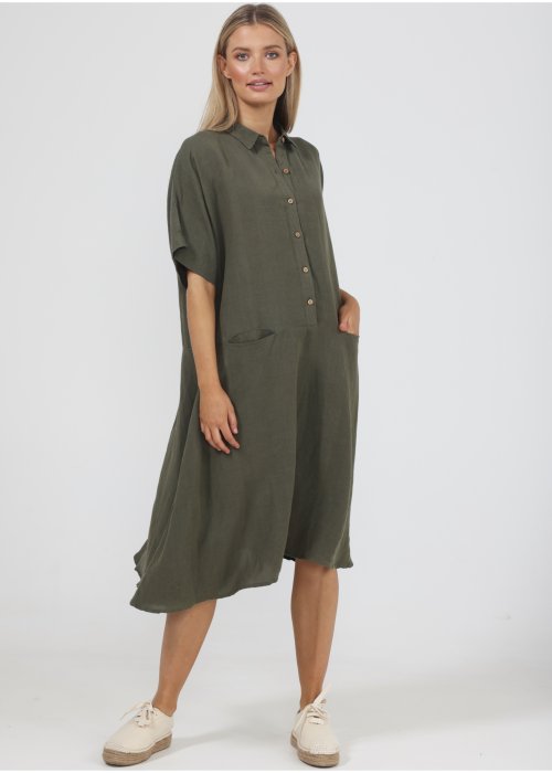 The Shanty Corporation | Capri Dress | Thyme | Linen Blend