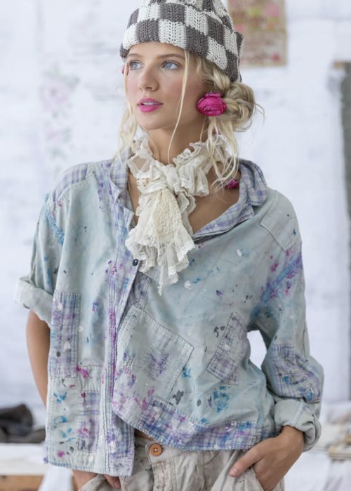 Magnolia Pearl | Cropped  Rainha Shirt | Yarn-dyed Cotton | Kailua