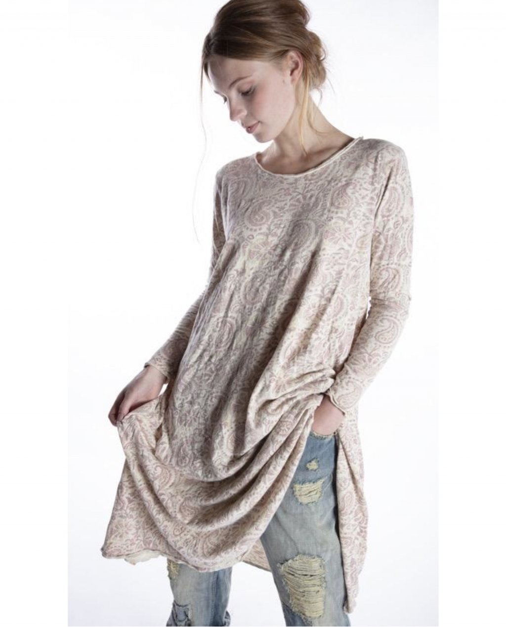 Magnolia Pearl | Cotton Jersey  T Dress | Hand-block-printed | Durga