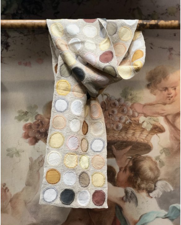 Sophie Digard | Linen Scarf with Circle Embellishments 