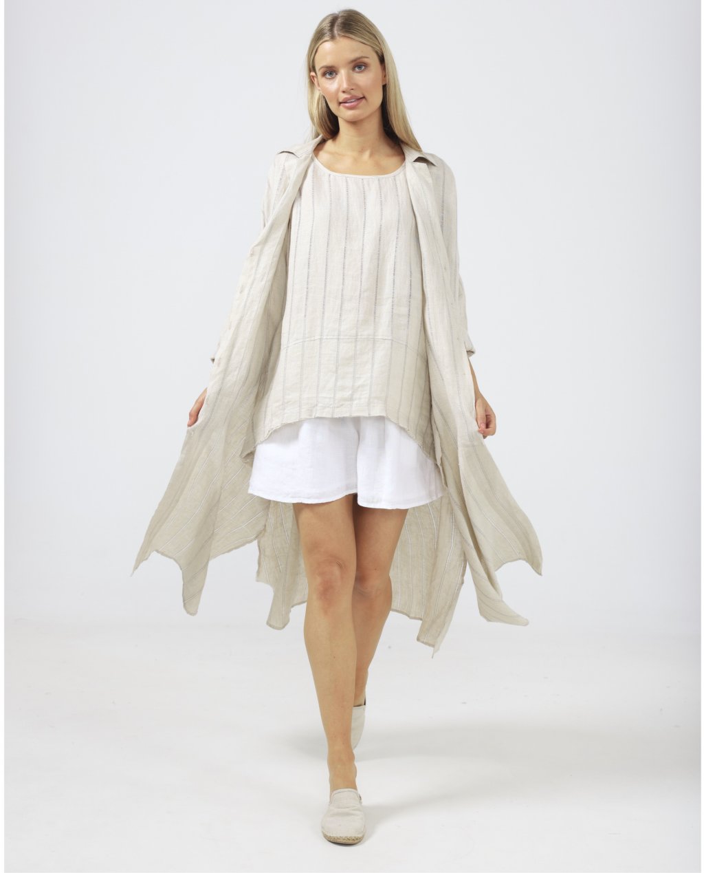 The Shanty Corporation | Giorgio Coat Dress | Piazza Stripe | 100% Linen