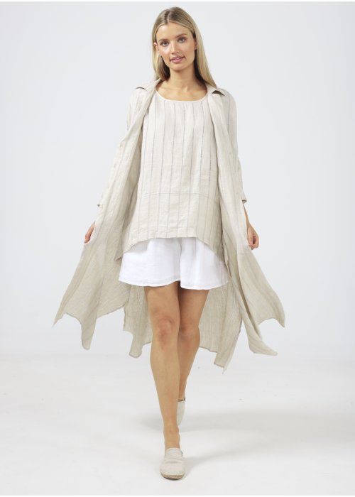 The Shanty Corporation | Giorgio Coat Dress | Piazza Stripe | 100% Linen