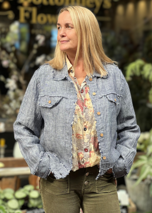 The Shanty Corporation | Monza Jacket | Navy Fleck | Linen