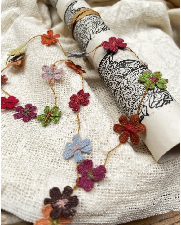 Sophie Digard | Dainty Daisy Chain Necklace | Crochet Linen 
