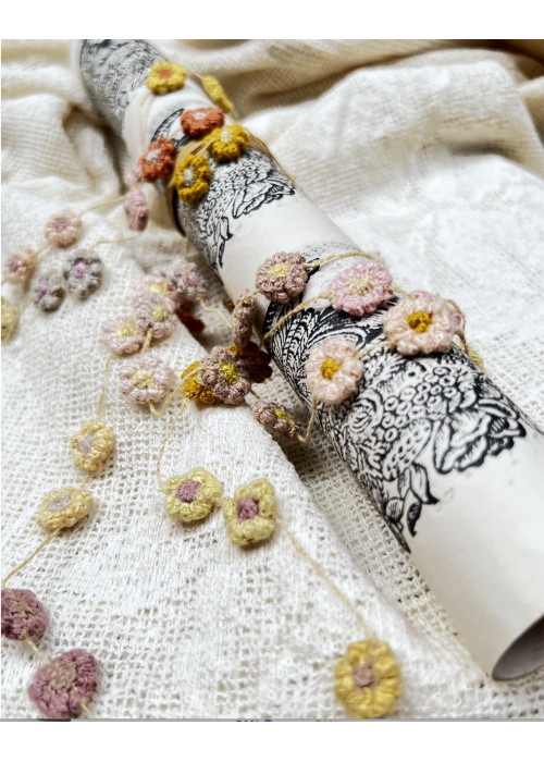 Sophie Digard | Cute Daisy Chain Necklace | Crochet Linen | Long