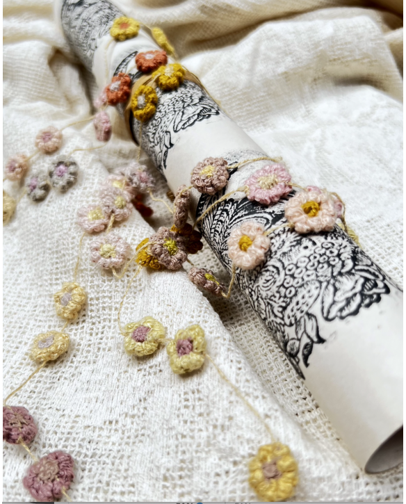Sophie Digard | Cute Daisy Chain Necklace | Crochet Linen | Long