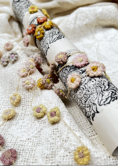 Sophie Digard | Cute Daisy Chain Necklace | Crochet Linen | Long