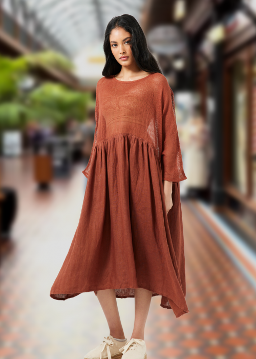 The Shanty Corporation | Nikita Dress | Chocolate | 100% Linen and Cotton Silk 