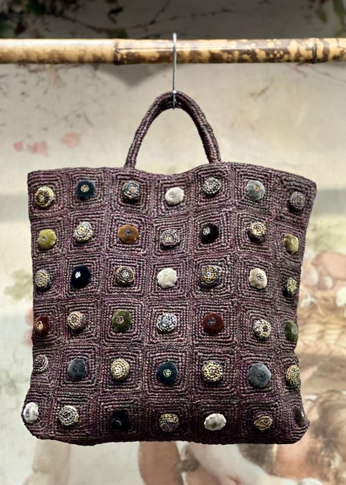 Sophie Digard | Large Raffia Hand Bag Multi-coloured Bobbles 