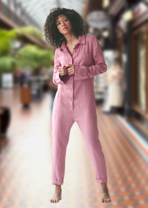 Seaside Tones | Linen Boiler Suit | Blossom Pink 