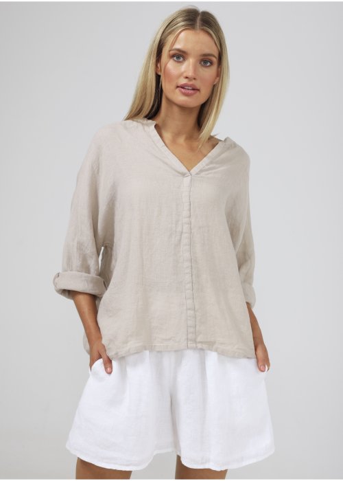 The Shanty Corporation | Salerno Top | Natural | 100% Linen