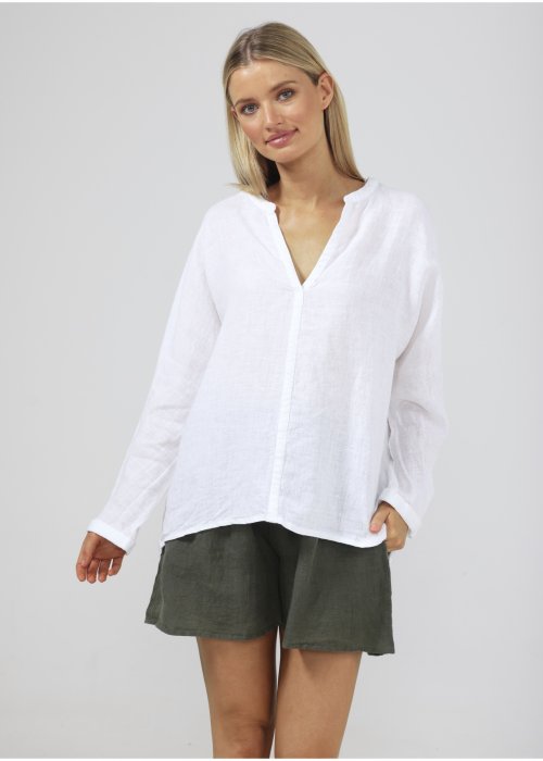 The Shanty Corporation | Salerno Top | White | 100% Linen