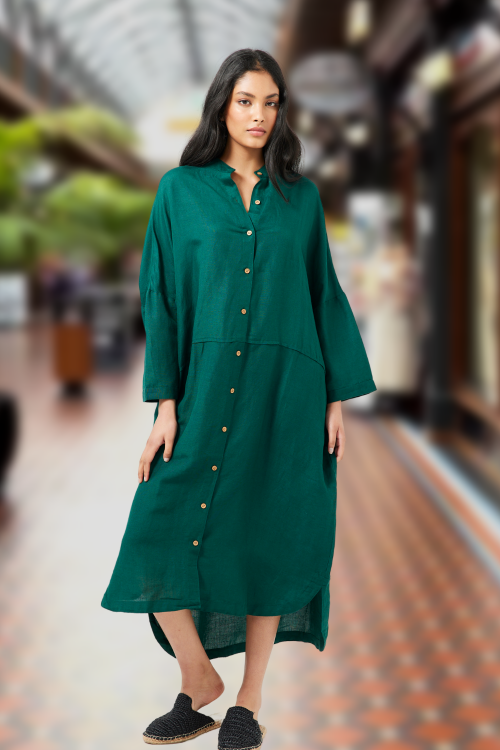 The Shanty Corporation | Wonder Dress | Emerald | Linen Blend